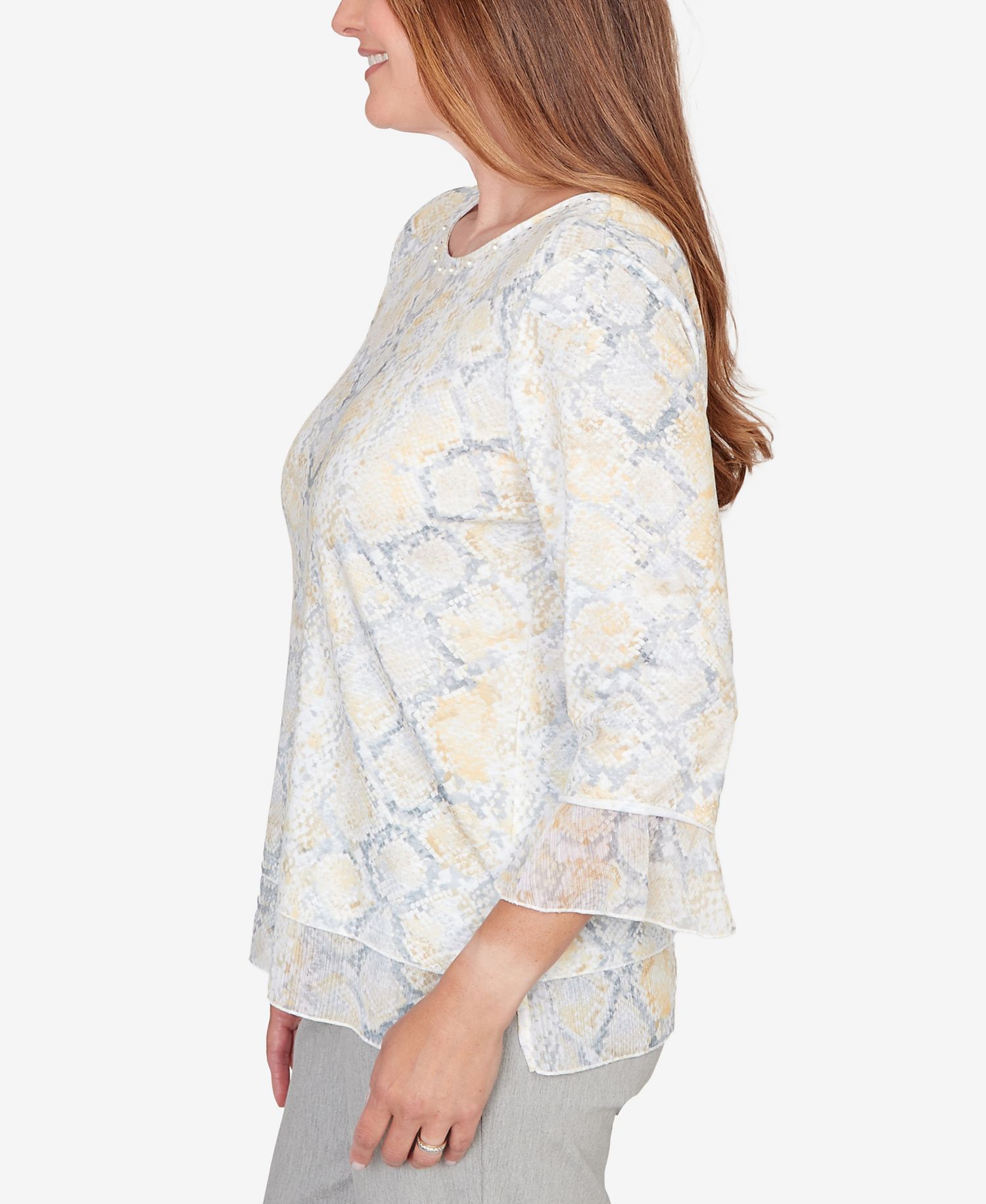 Women's Al Fresco Python Printed Knit Flutter Sleeve Top