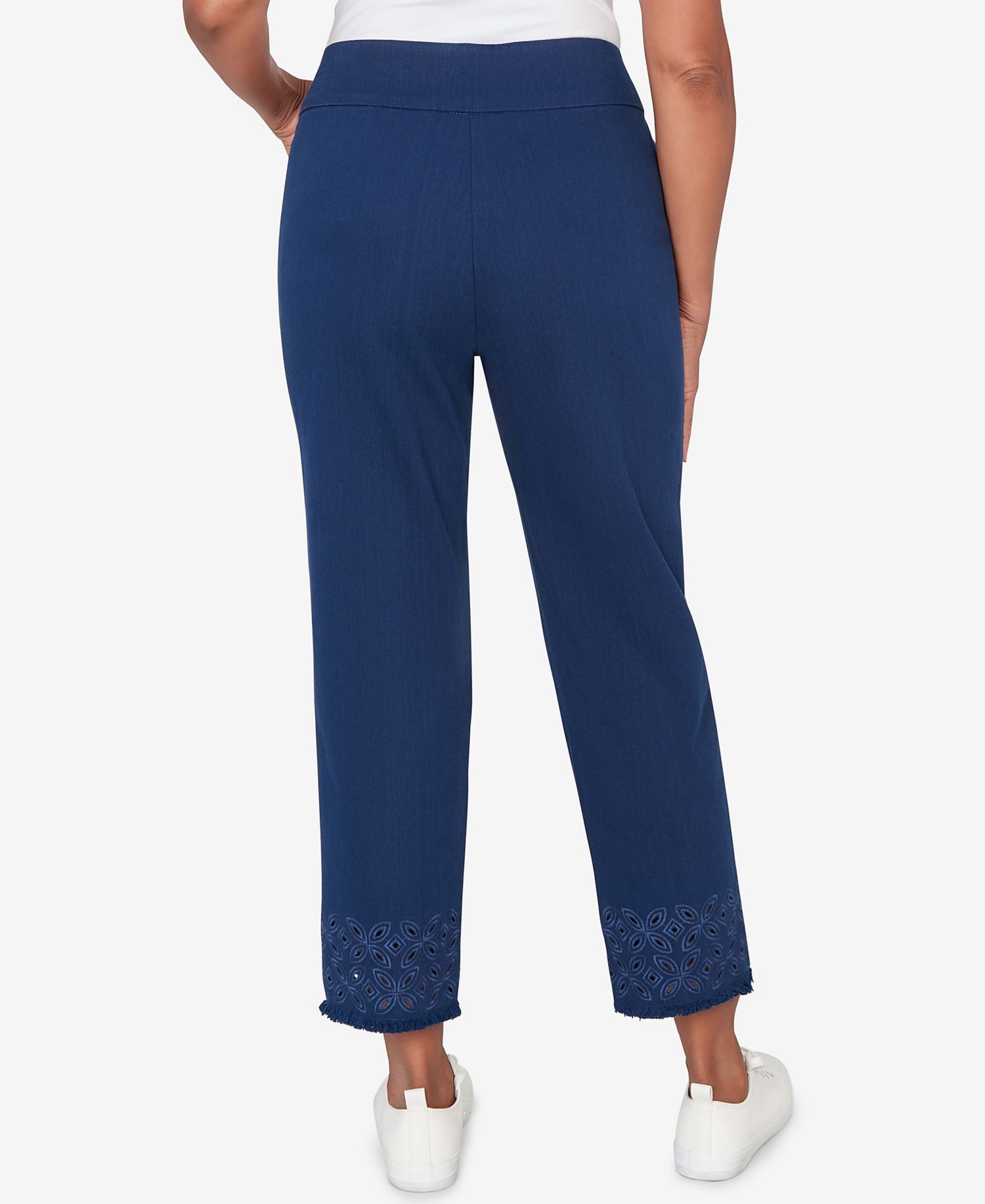 Women's Mykonos Geometric Embroidered Super Stretch Denim Ankle Pant