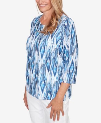 Women's  Mykonos Ikat Embellished Neck Top