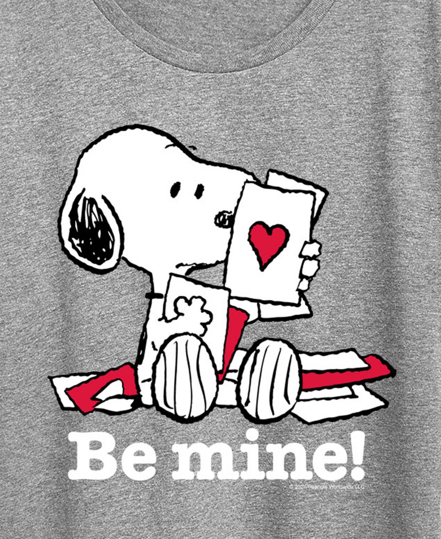 Женская футболка Hybrid Apparel Peanuts Snoopy Be Mine Valentine Short-Sleeve Graphic, цвет: Меланжевый серый — фото 2