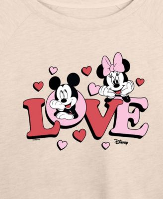 Women's Cute Love Mickey Minnie French Terry Long sleeve T-shirt