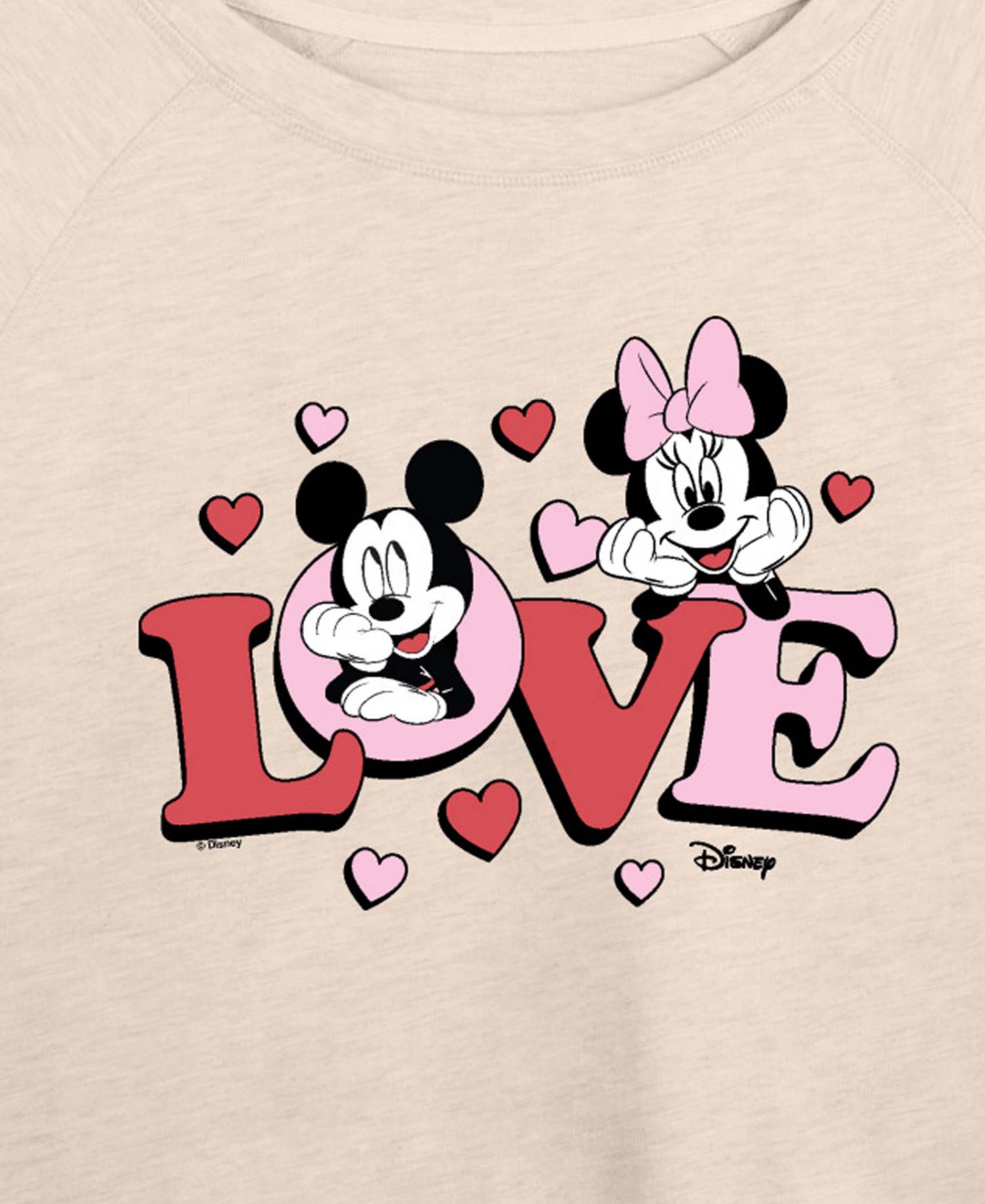 Women's Cute Love Mickey Minnie French Terry Long-Sleeve T-Shirt