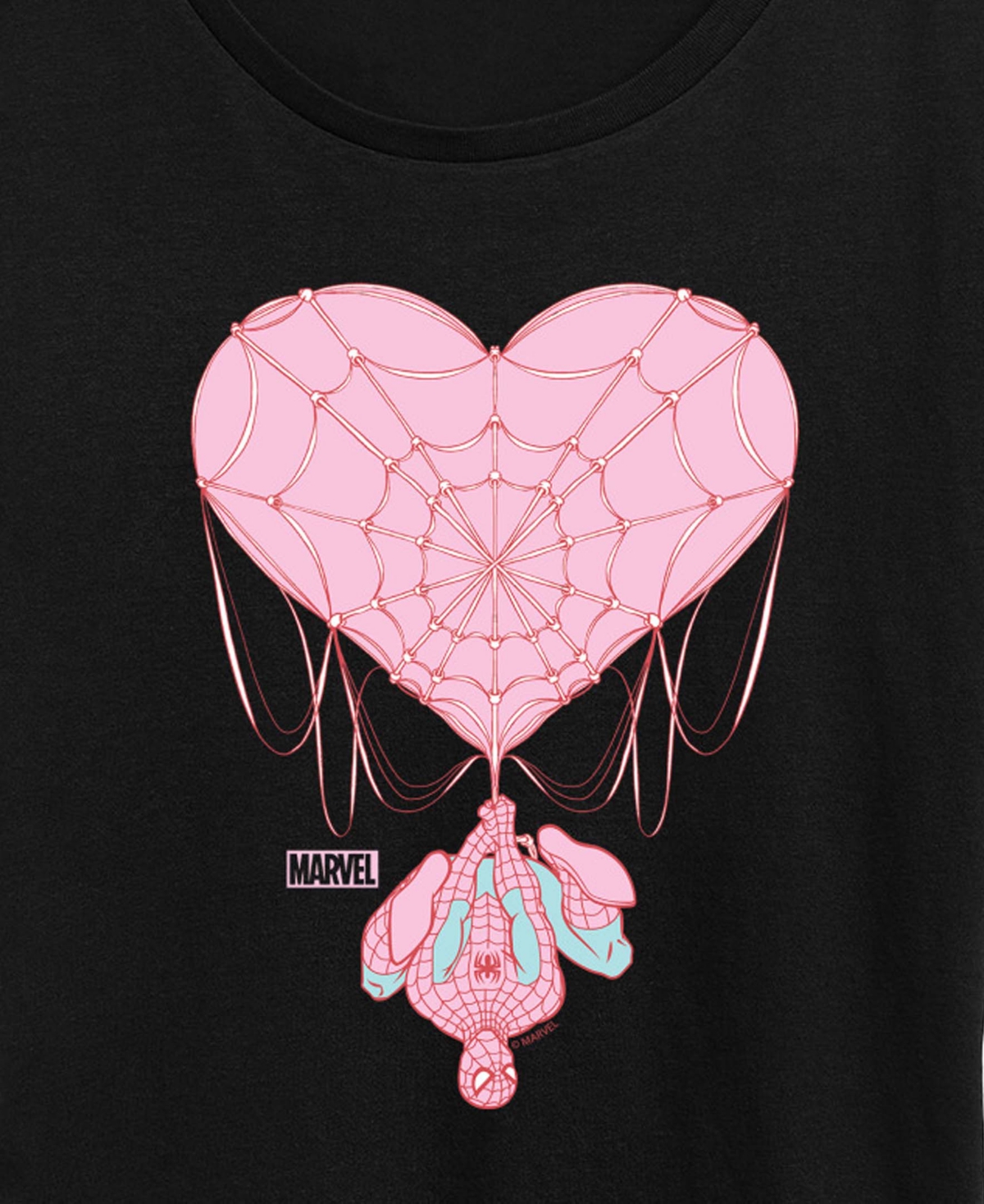 Hybrid Apparel Women's Marvel Spider-Man Heart Web Short Sleeve Graphic T-Shirt