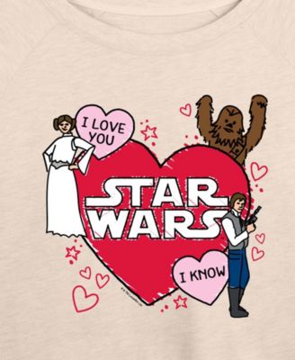 Women's Star Wars Valentines Scribble Leia And Han Solo French Terry Long sleeve T-shirt