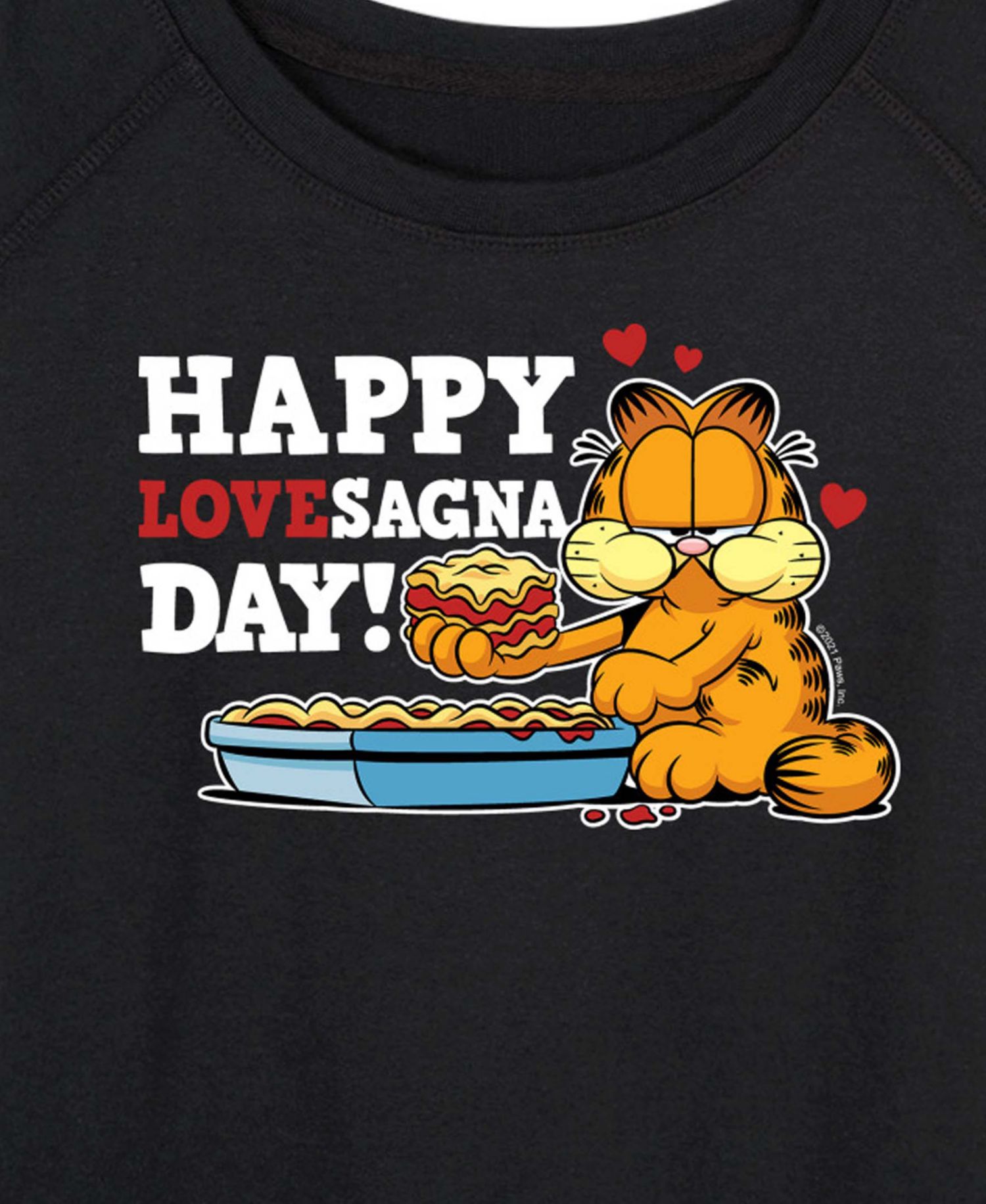 Women's Garfield Happy Lovesagna Day French Terry Long-Sleeve T-Shirt