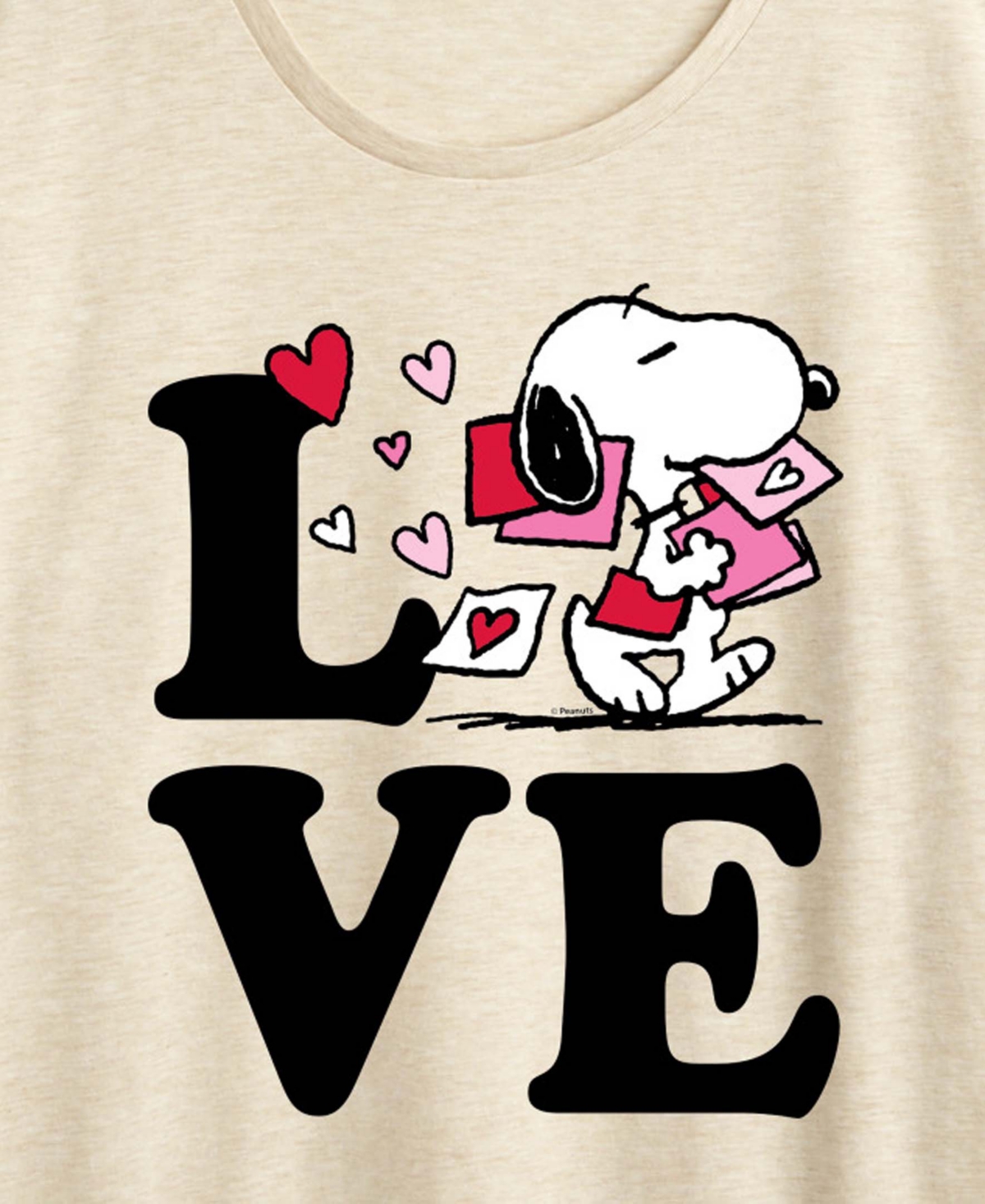 Hybrid Apparel Women's Peanuts Love Snoopy Short Sleeve Graphic T-Shirt
