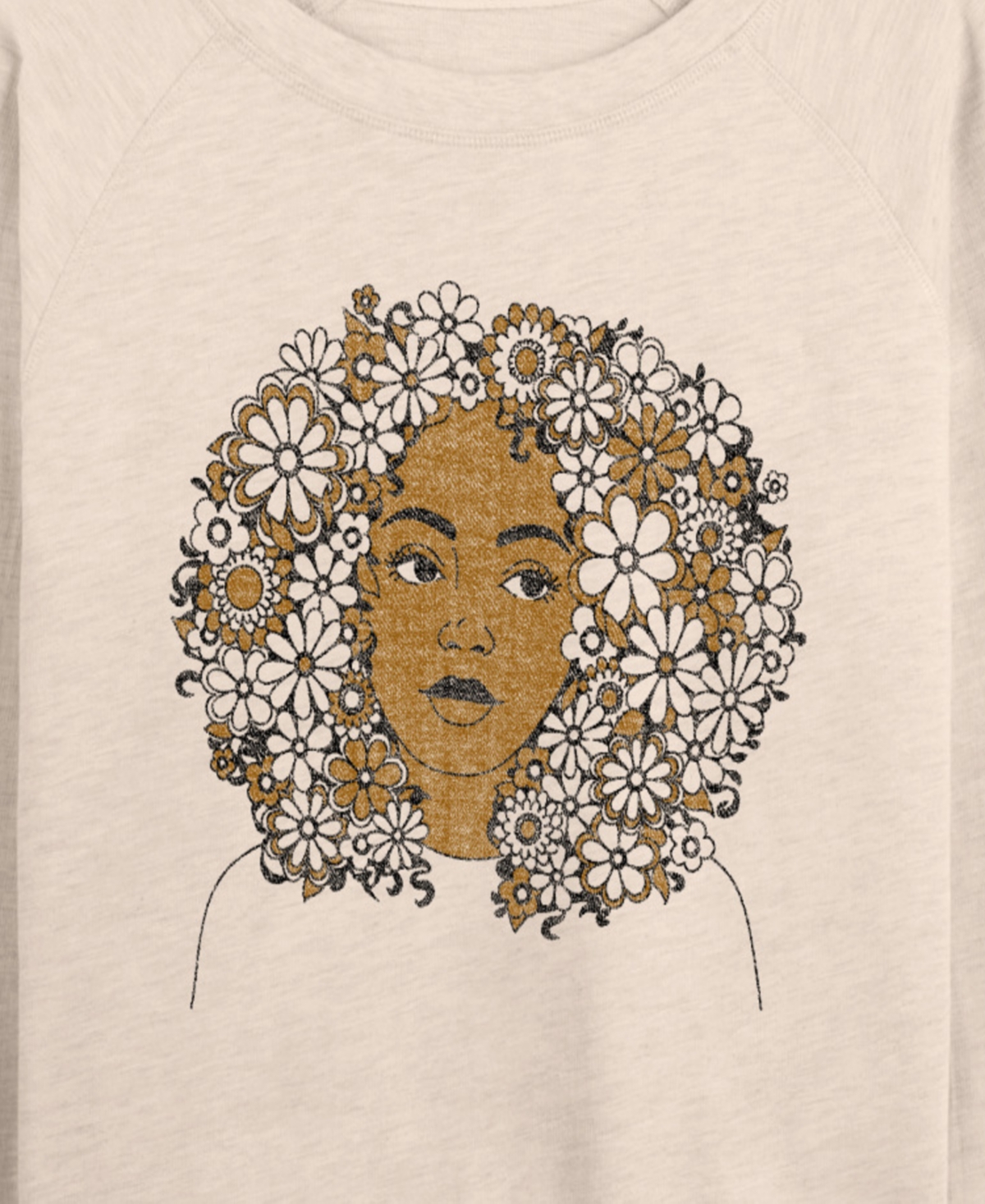 Hybrid Apparel Women's Instant Message Flower Afro French Terry Long Sleeve T-shirt