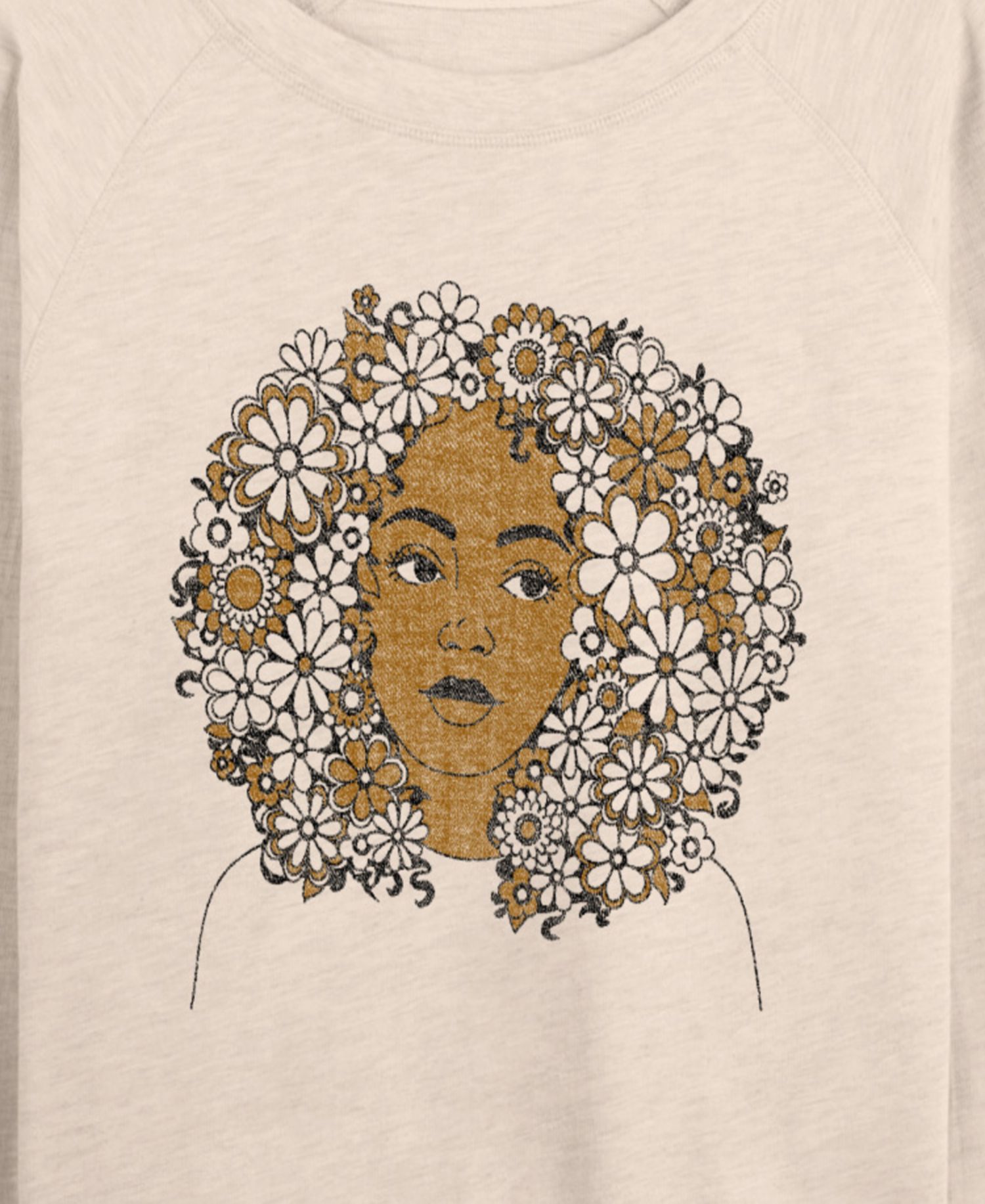Women's Instant Message Flower Afro French Terry Long-Sleeve T-Shirt