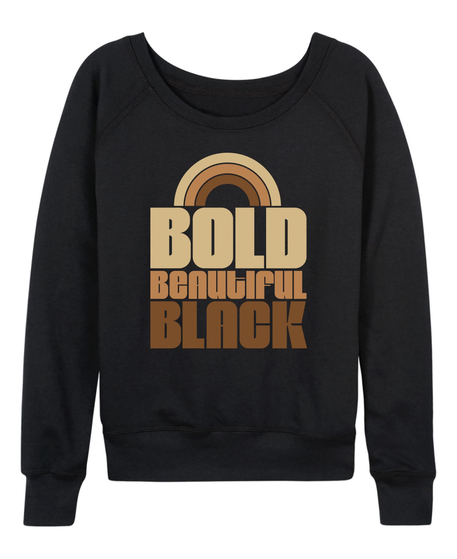 Women's Instant Message Bold Beautiful Black French Terry Long-Sleeve T-Shirt