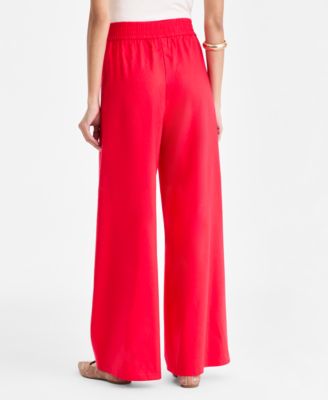 Women's Linen-Blend Wide-Leg Pull-On Pants