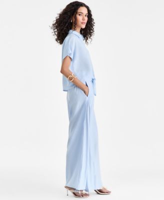 Women's Linen-Blend Wide-Leg Pull-On Pants