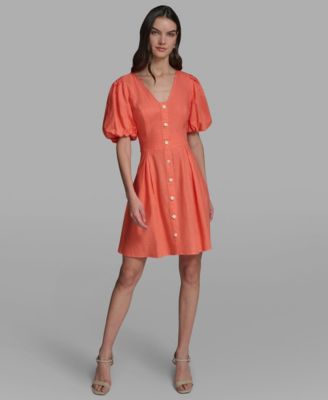 Women's Puff Sleeve V-Neck Dress