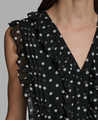 Women's V-Neck Crinkle Chiffon Midi Dress