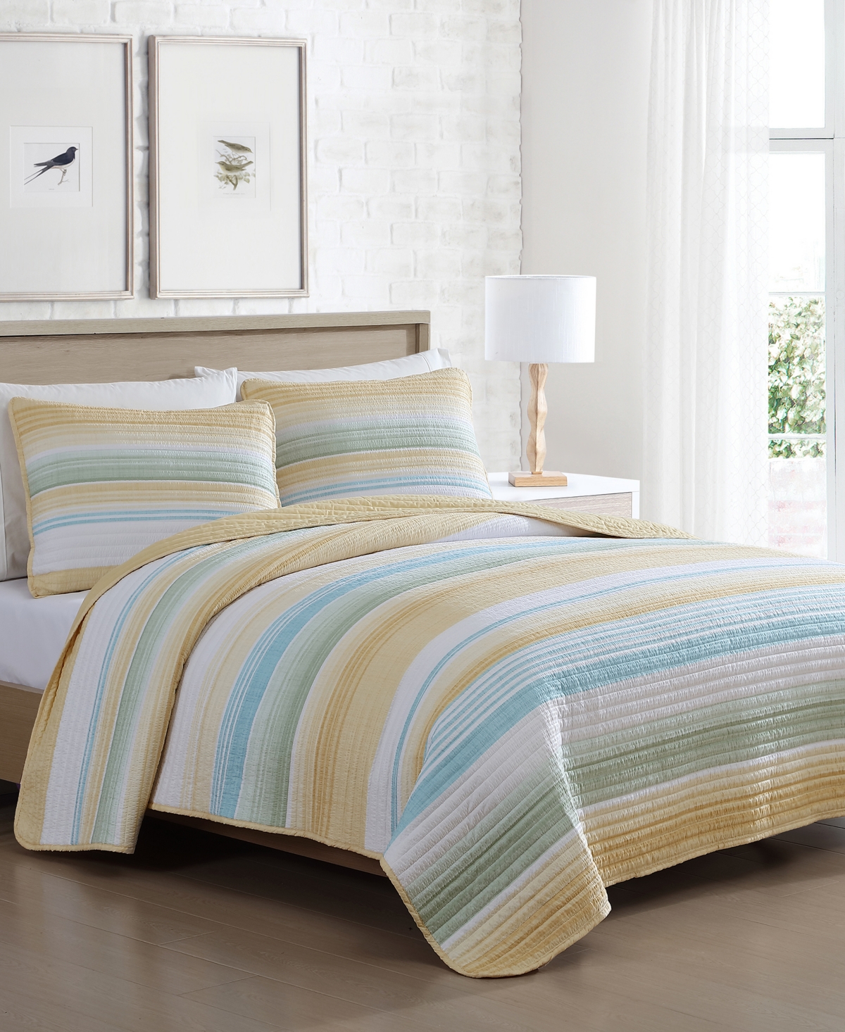 Beatrice Home Fashions Coralinn Stripe 3-Pc. Quilt Set, Full/Queen