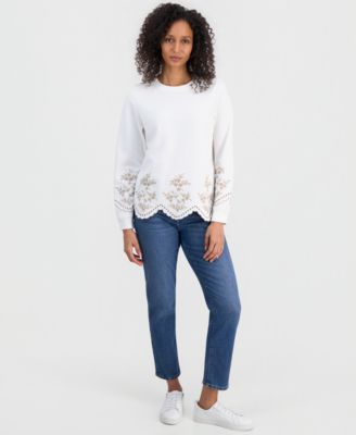 Women's Embroidered Crewneck Sweatshirt