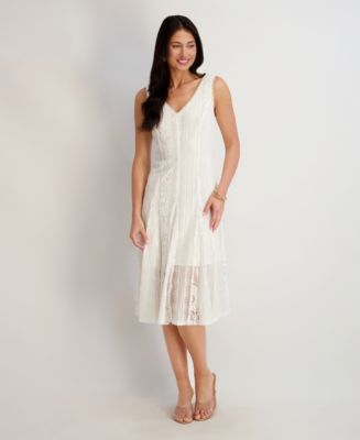 kensie Women's V-Neck Floral Lace Midi Dress - Macy's