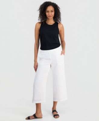 Women's Crinkle Wide-Leg Cropped Pants