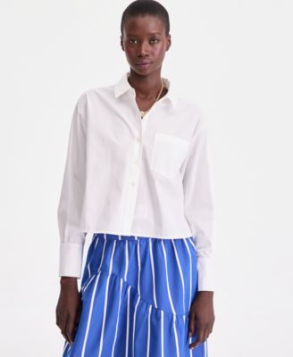 Women's Cropped Cotton Poplin Shirt