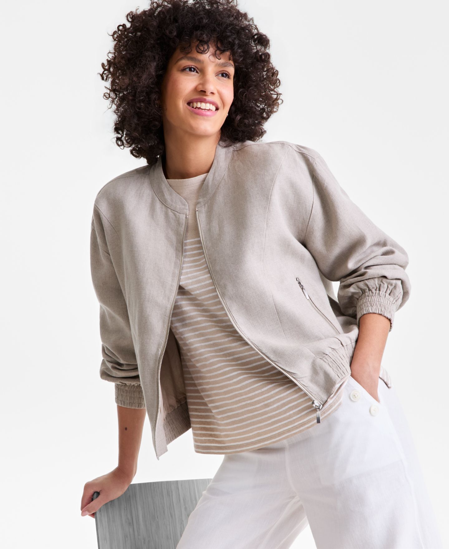 Женские брюки Charter Club 100% Linen Wide-Leg Sailor, цвет: Яркий белый — фото 7