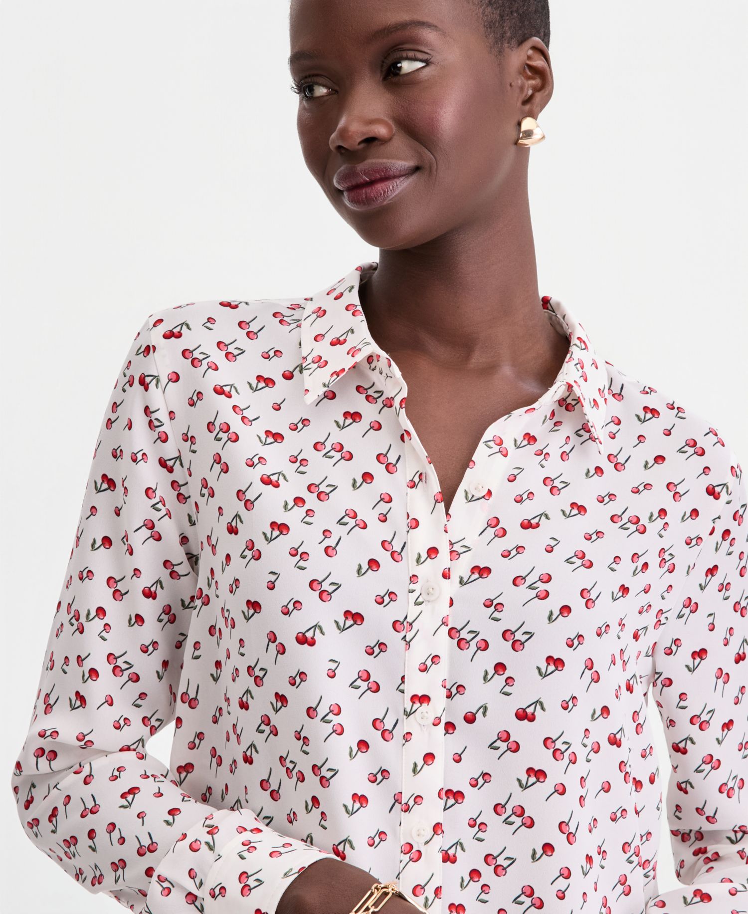 Trendy Plus Size Button-Front Crepe Shirt