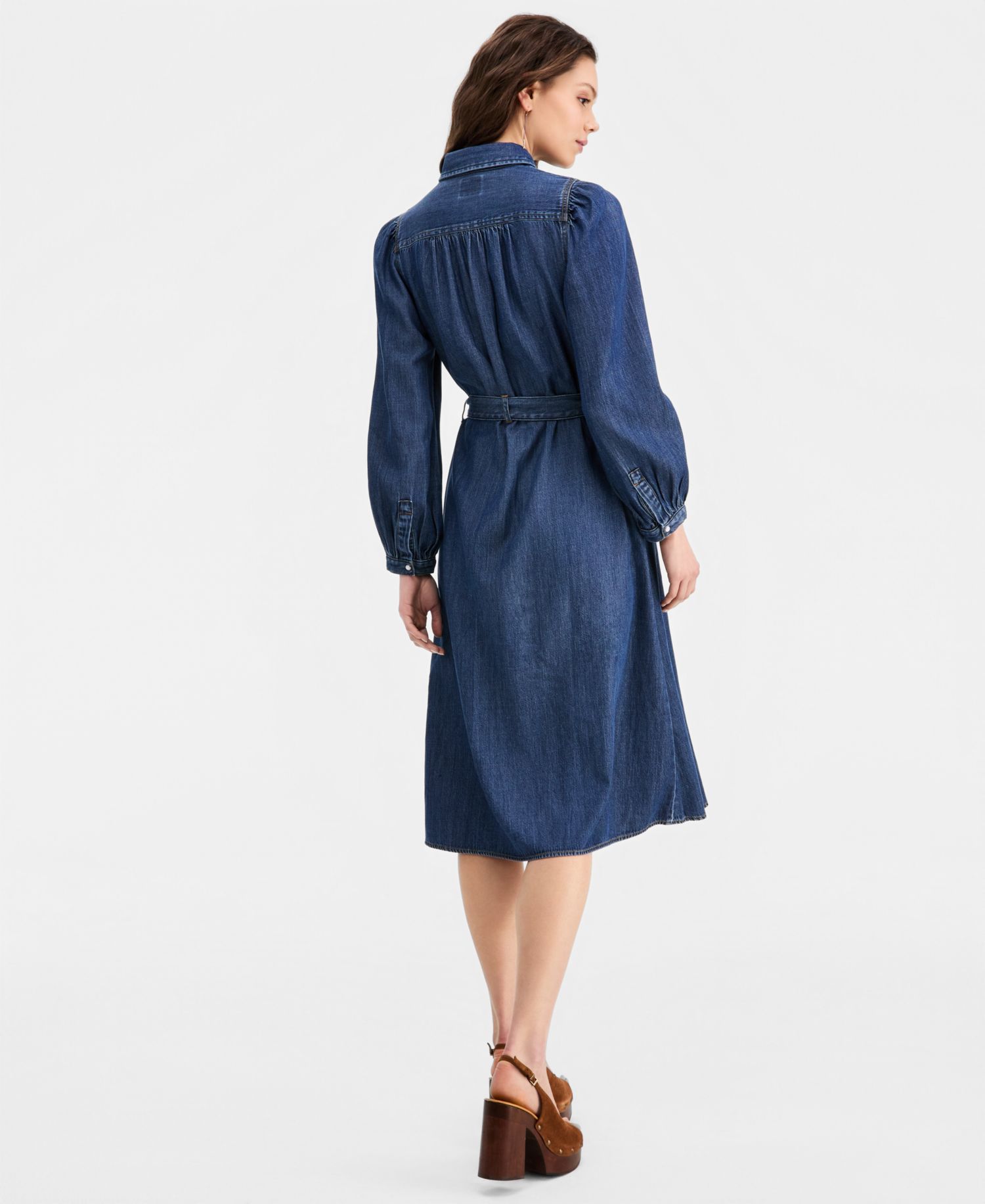 Premium Women's Point Collar Long-Sleeve Dress