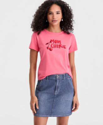 Women's Striped Denim Mini Skirt