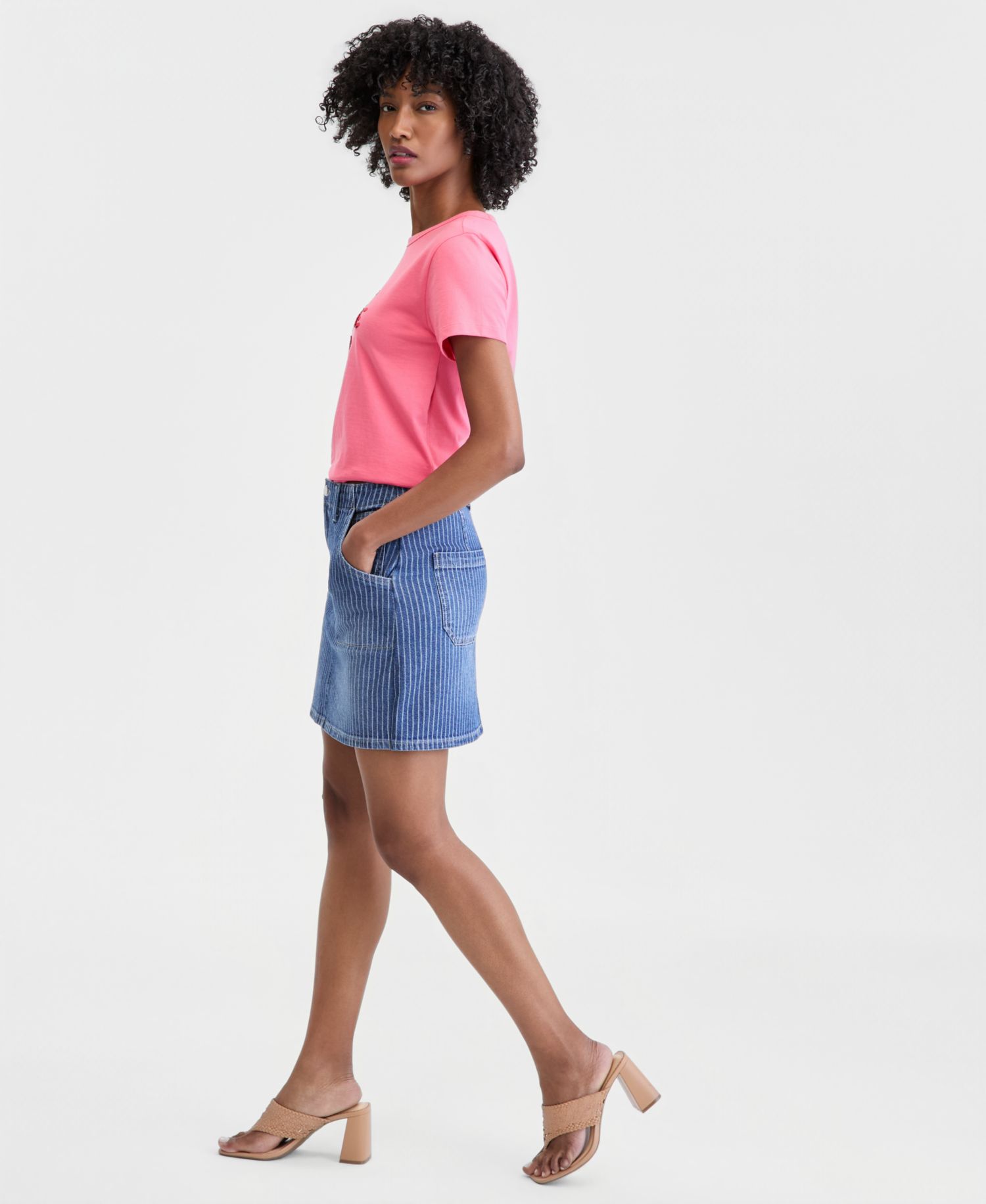 Women's Striped Denim Mini Skirt