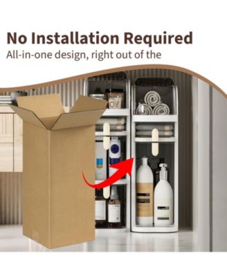 2-Tier Slim Plastic Storage Cabinet – Waterproof Bathroom Organizer with Drawers Transparent Accents