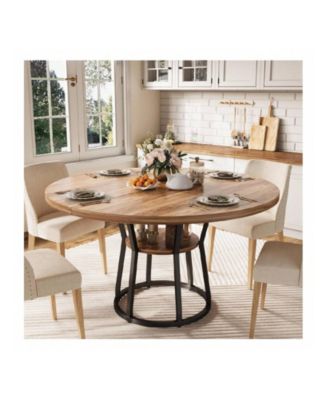 gaomon Kitchen Round Farmhouse Dining Table For 4 To 6 People Rustic ...