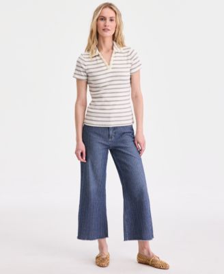 Women's Embellished Rib Polo Top