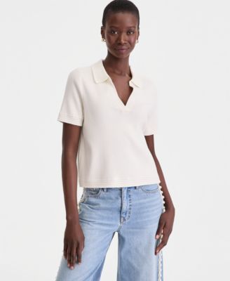 Women's Crochet Collar Short-Sleeve Sweater