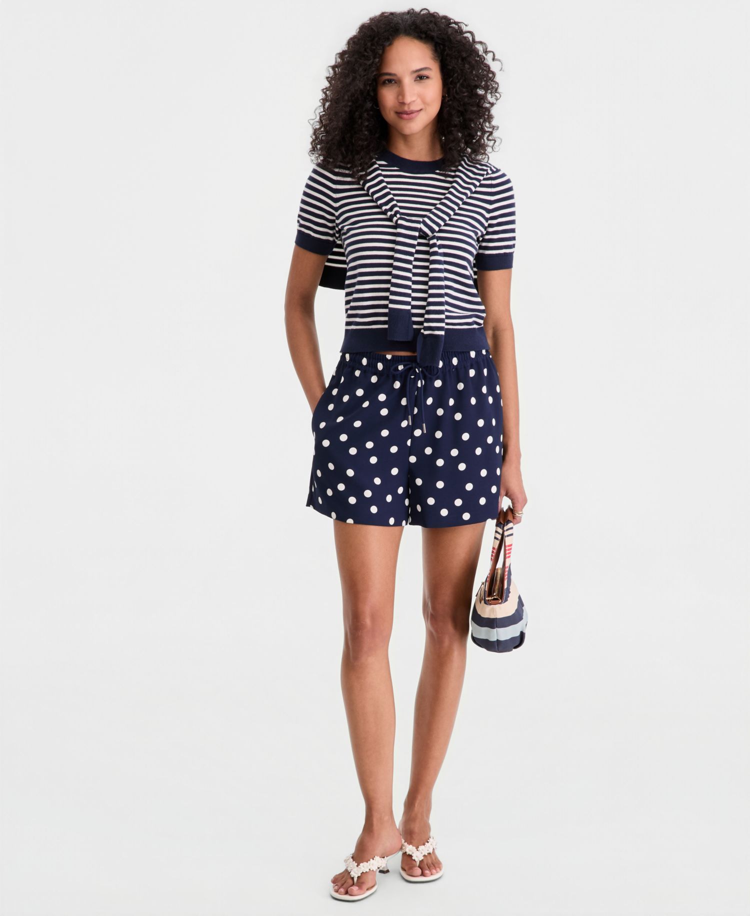 Women's Stripe Tie-Front Sweater Tee