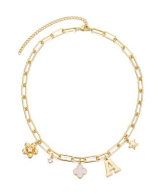 Gold Initial Chunky Charm Necklace