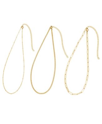 Tarnish Resistant Gold Set of 3-Chain Necklaces
