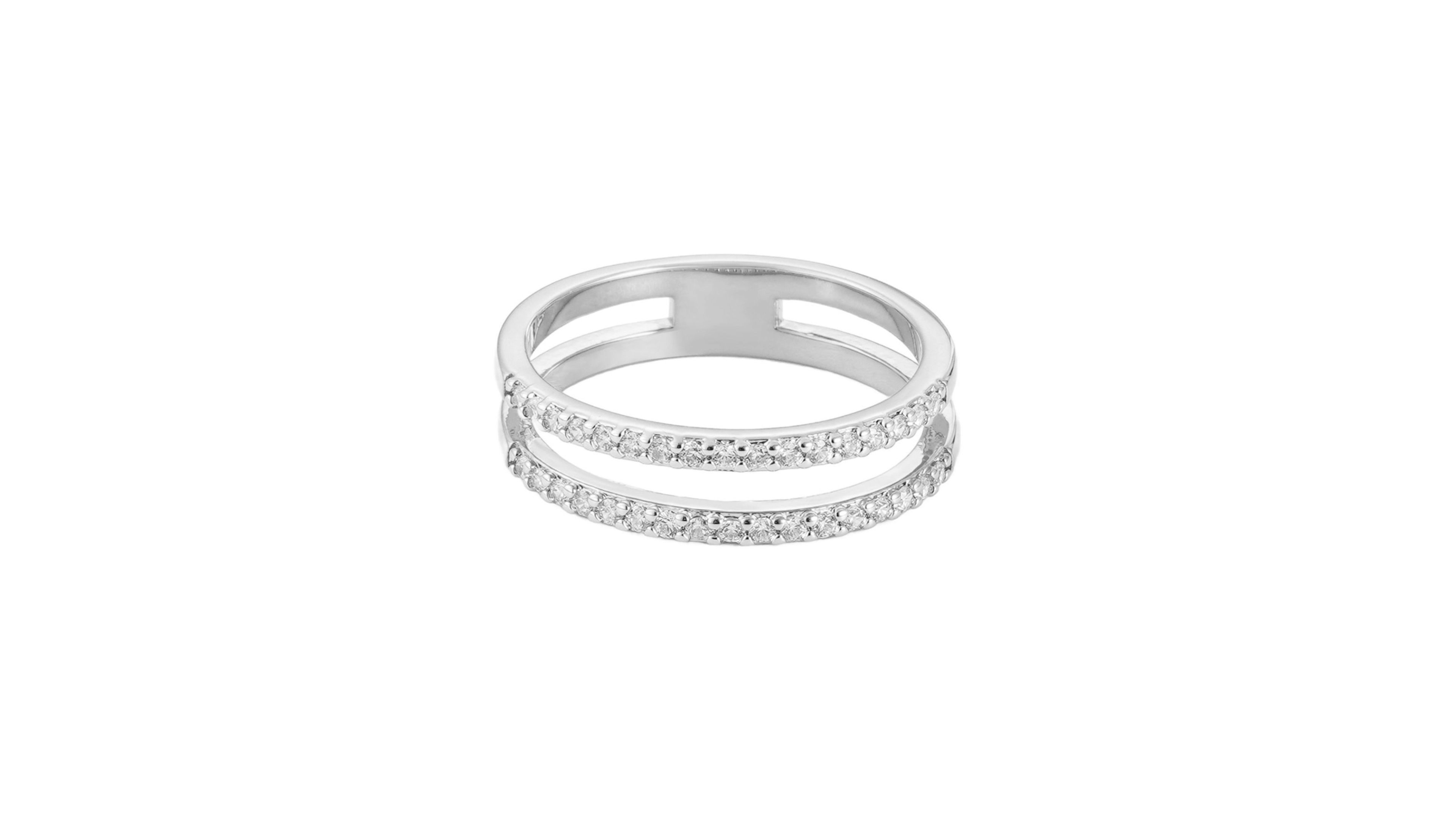 Adornia Silver Cz Double Band Ring