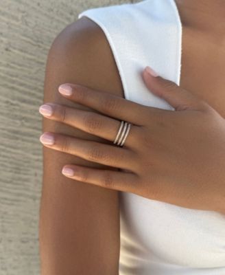 Gold CZ Triple Band Ring