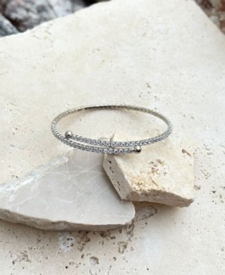 Silver Adjustable Crystal Tennis Cuff Bracelet