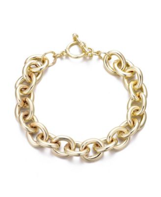Gold Chunky Oval Link Toggle Bracelet