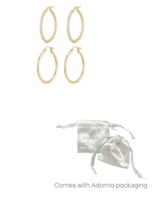 Gold CZ Infinity and Plain Hoop Earring Set