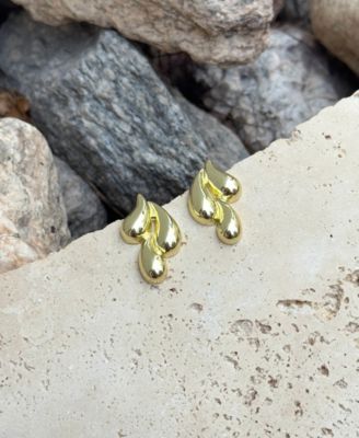 Gold 3-Teardrop Stud Earrings