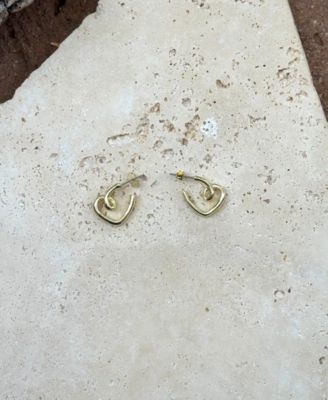 Gold Crystal Lined Heart Hoop Earrings
