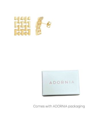 Tarnish Resistant Gold Grid Stud Earrings