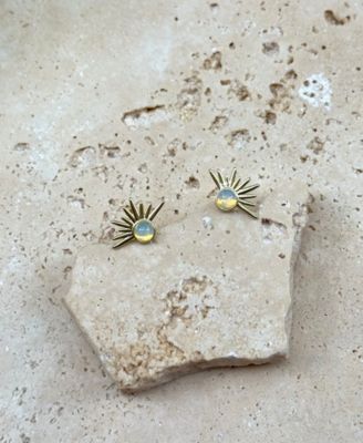 Gold Opal Sunrise Stud Earrings