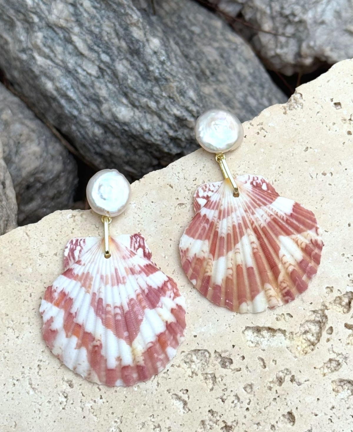 Adornia Pearl Pink Shell 2-Drop Earrings