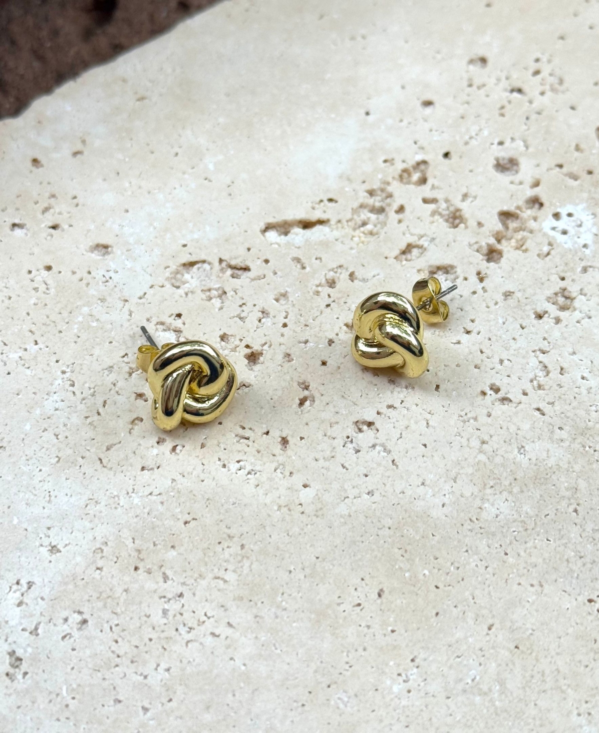 Adornia Gold Chubby Knot Stud Earrings