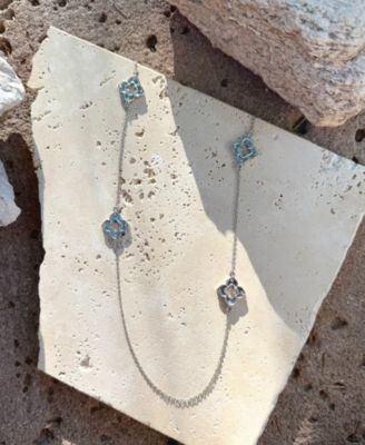 Silver 36" Clover Station Necklace