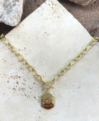 Gold Monogram Initial Chunky Toggle Necklace