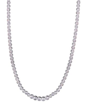 Silver Crystal Bezeled Tennis Necklace