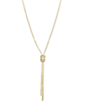 Gold 30" Knotted Box Chain Lariat Necklace