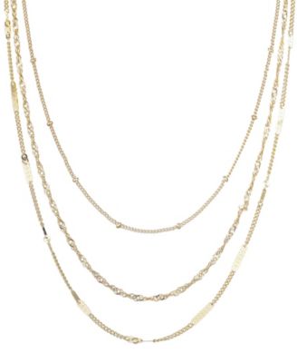 Gold 3-Chain Necklace Set